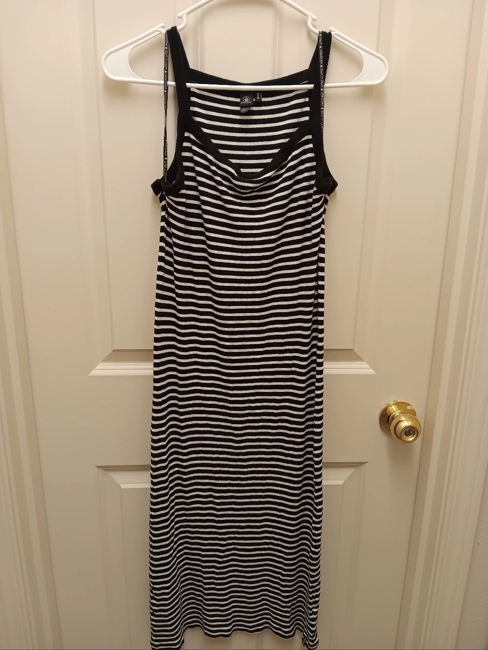Volcom Black & White Striped Tank Maxi Dress